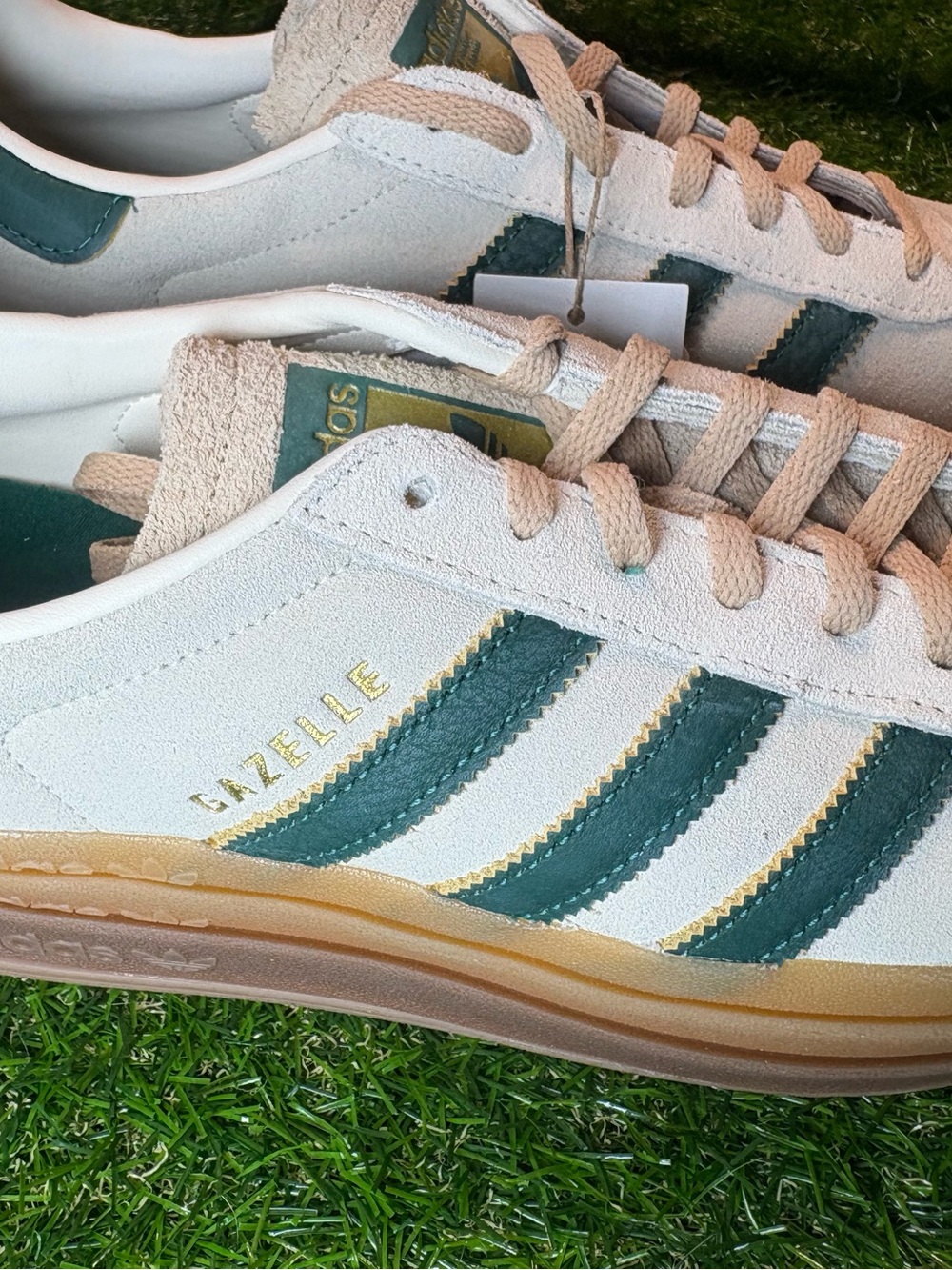 adidas Gazelle Women's Suede Sneakers - White, Green & Tan